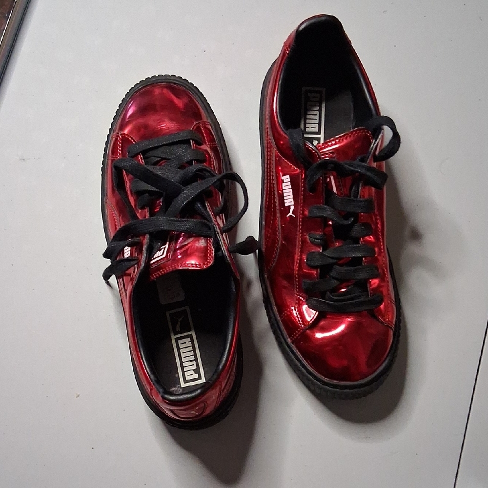 Puma Glossy Red and Black Sneakers